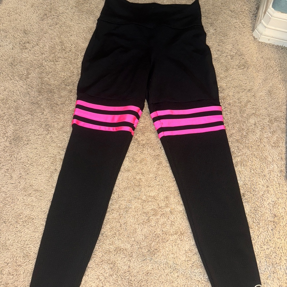 Never Worn Bombshell Sportswear Black and Pink High-Waisted Leggings